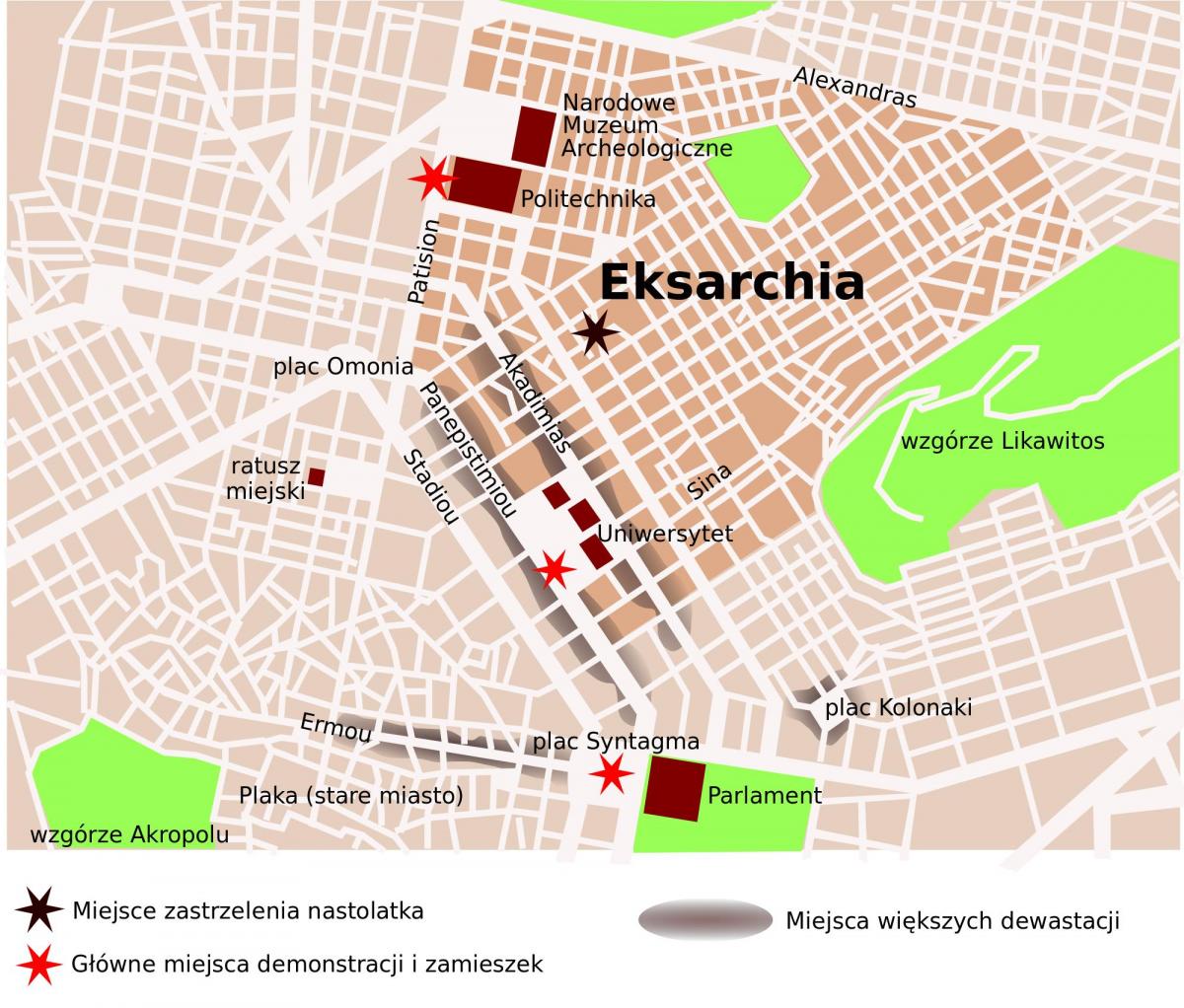 mapa exarchia Atény