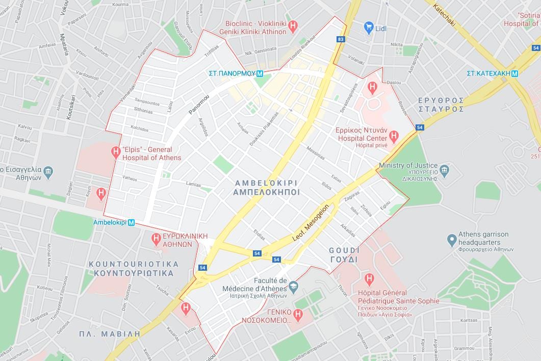 mapa ambelokipi Atény 