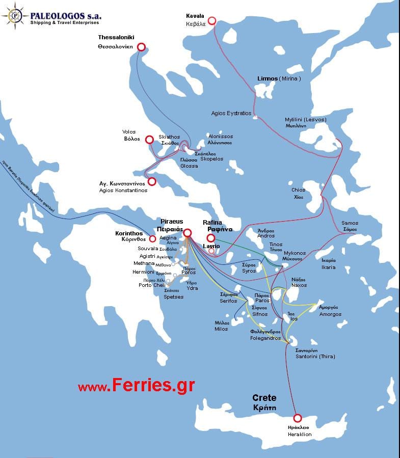 mapa Athén trajekt