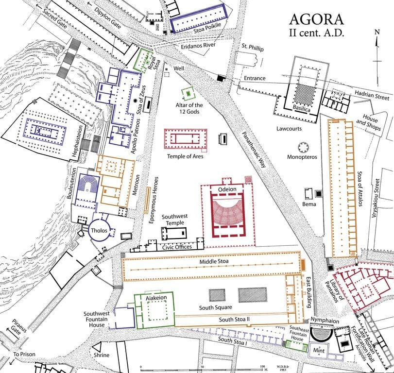 mapa Athens agora
