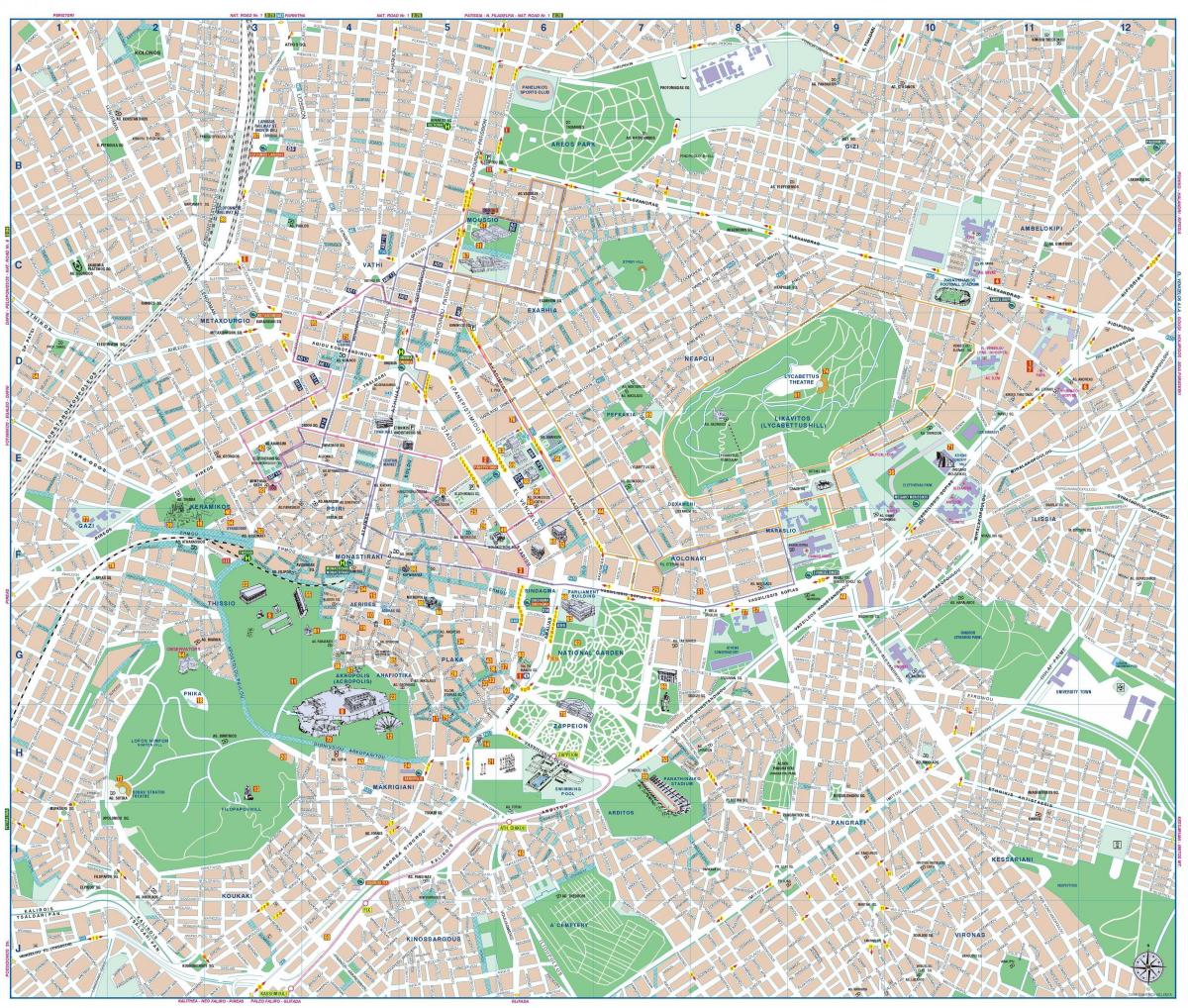 Atény řecko centrum města mapa