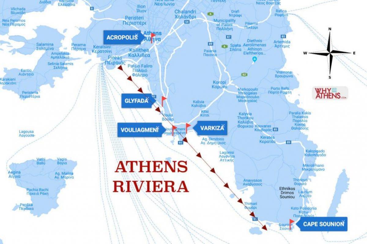 mapa Athens riviera