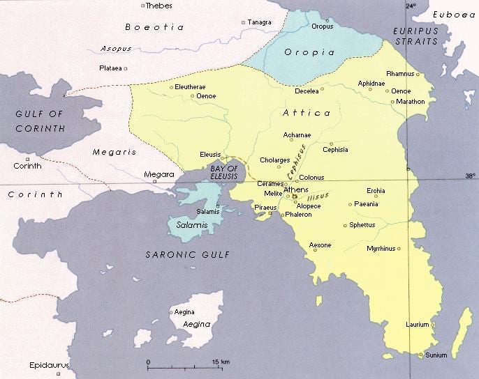 Athens attica mapě