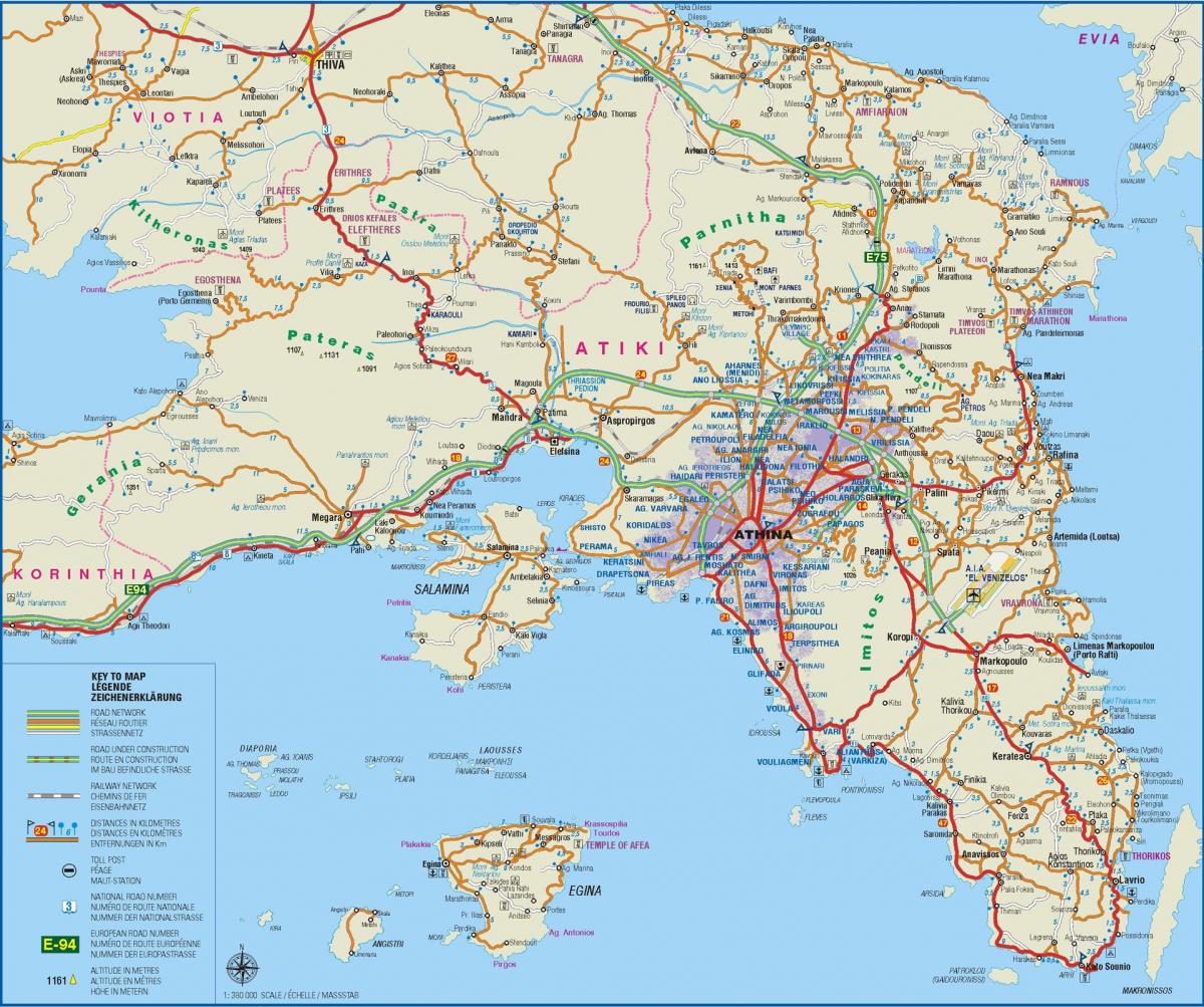 mapa attiki řecko