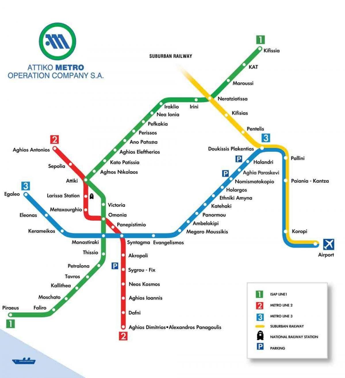 Atény mapa metro 2016