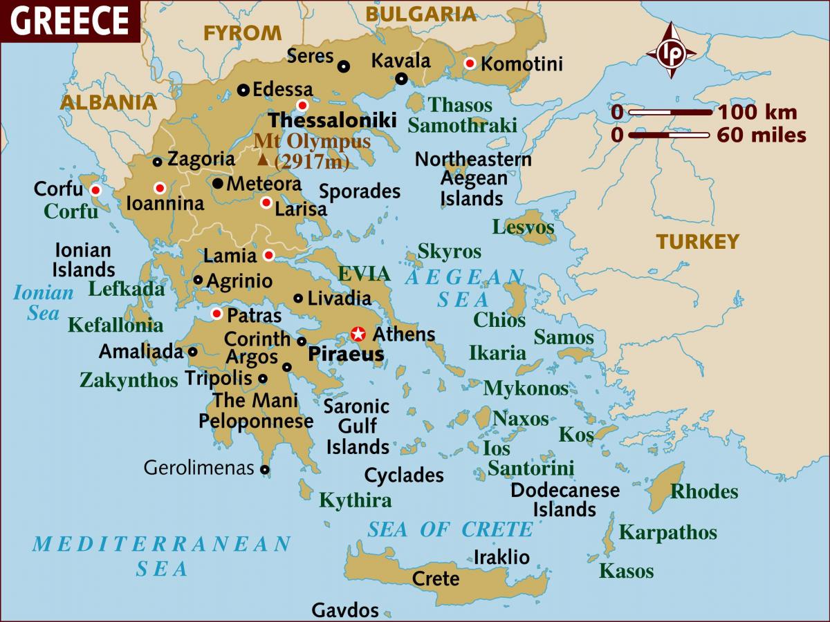 Atény mapa umístění