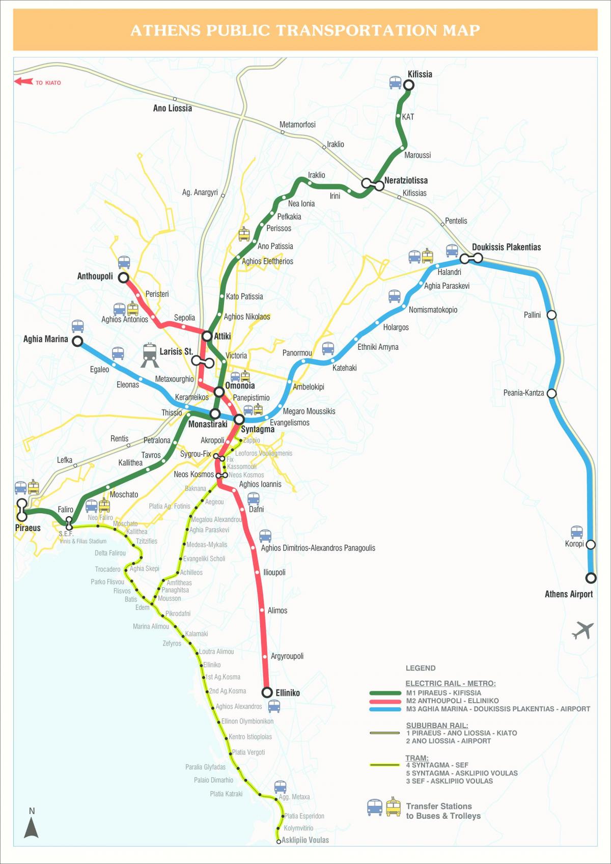 Atény tranzitní mapa