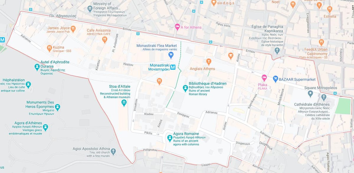 mapa Atény monastiraki 