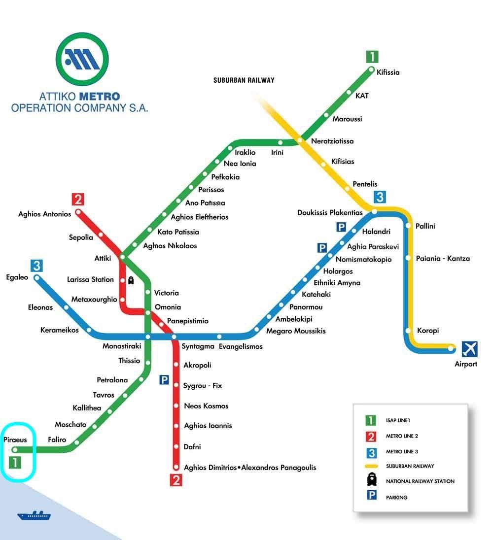 mapa metra piraeus