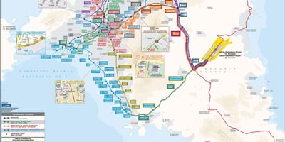 Atény řecko autobusem mapě