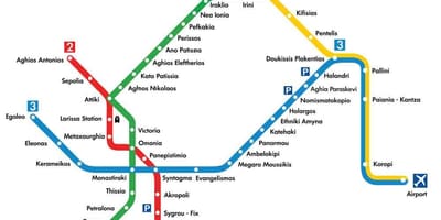 Mapa Athens letiště metro