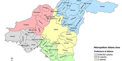 Mapa Athén a okolí