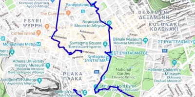 Atény řecko pěší turistické mapy