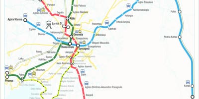 Atény tranzitní mapa