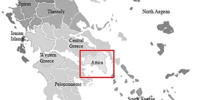 Attica řecko mapa