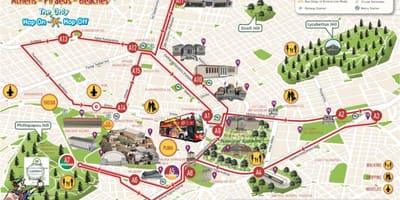Atény hop on hop off bus mapa